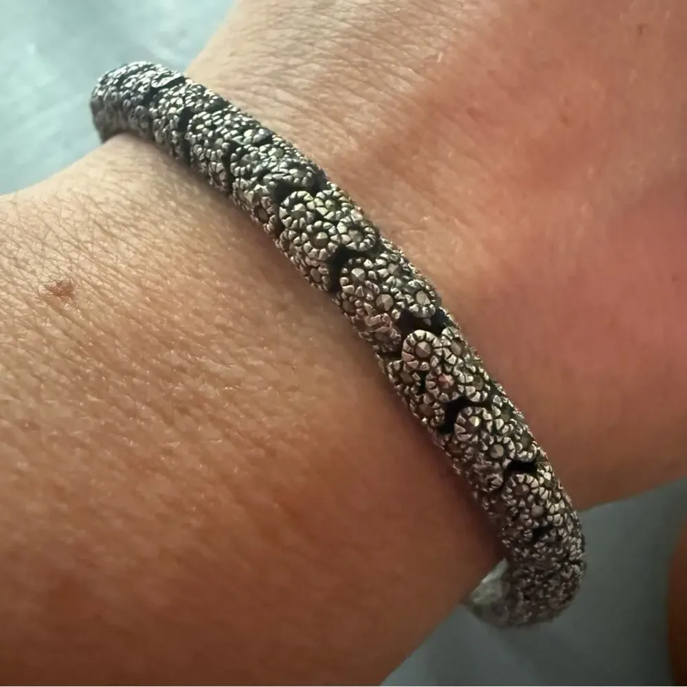 925 Sterling Silver Snake Like Linked Heavy thick Bracelet